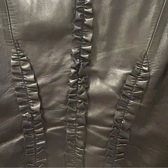 cacharel Holt Renfrew leather ruffle puff shoulder jacket - Picture 12 of 13